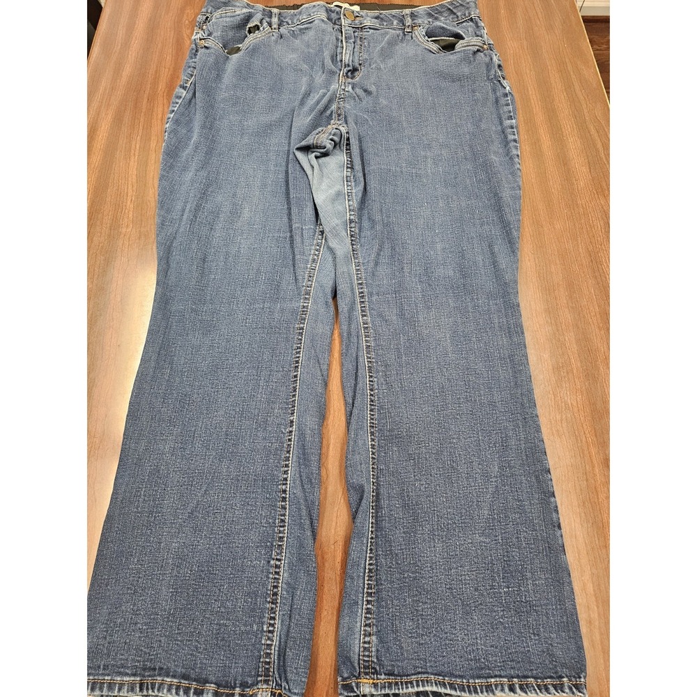 Womens Plus Size 22W Blue Jeans Medium Wash Bootcut Stretch Est 1946 Denim